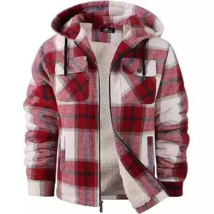 Unisex Flannel Shirt Jacket Canvas Plaid Cartoon Patchwork Full Zip Hoodie Winter Streetwear <b>Coat</b> - Product Image 6