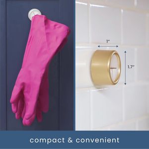 Lot de 4 crochets adhésifs ronds en or brossé pour serviettes de cuisine et de salle de bain, système de rangement mural - Product Image 2