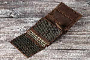 Portefeuille homme en cuir véritable, trois volets, fin, en cuir de vachette véritable, porte-cartes, petit sac de poche vintage LTW-0181 - Product Image 2
