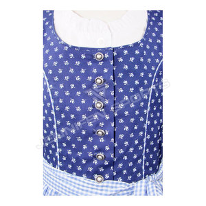 Blue Plaid Cotton <b>Skirt</b> Women <b>Halloween</b> Oktoberfest Bavarian Traditional Costume Puff Sleeve White Blouse Apron Set Folk Party - Product Image 2