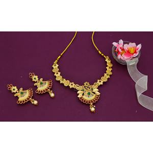 Indian Gold Plated Stone Necklace Set and Gold Plated Antique <b>Jewellery</b> , Wholesale Artificial Jewels <b>jewellery</b> sets for women - Product Image 2