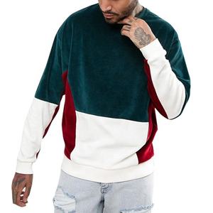 Sudadera de algodón con cuello redondo para hombre y mujer, ropa de calle de talla grande, con forro polar, de retales, con logo personalizado, venta al por mayor - Product Image 1
