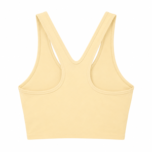 <span class=keywords><strong>Reggiseno</strong></span> Sportivo da Donna Personalizzato all'Ingrosso, 78% Nylon 22% Spandex, 230gsm, <span class=keywords><strong>Giallo</strong></span> Burro, Supporto Medio, Scollo a V, Racerback, Morbido per Palestra - Product Image 3