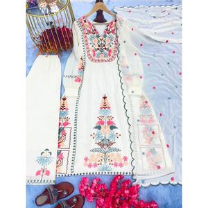 Beau haut Plazzo Dupatta pour femme avec broderie lourde - Product Image 1