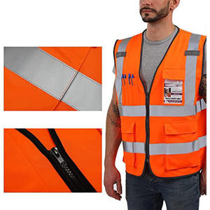 Chaleco de Seguridad Reflectante de Alta Visibilidad, Color Naranja, Poliéster, Cierre Frontal con Cremallera, Chaleco de Advertencia de Alta Visibilidad para Construcción - Product Image 3