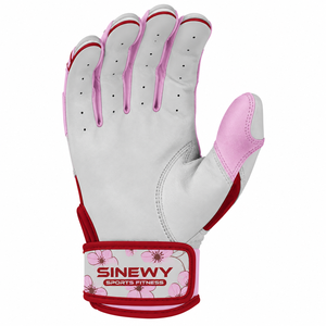 SINEWY White Pink <b>Red</b> PU Leather Batting <b>Gloves</b> Padded Hook Loop Closure Unisex Adult Training Eco-Friendly Wrist Support XXL/XL - Product Image 3