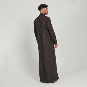 Customized Muslim Pakistan <b>Men's</b> Jubba Anti-Static Polyester Fabric Embroidery V Neck Long Sleeve Loose Fit Jubba Kurta <b>Thobe</b> - Product Image 3