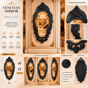 Venetian <b>Mirror</b> Black Color Carved Antique Wall <b>Mirror</b> Etched Floral Beveled Frame Antique <b>Silver</b> Full Length Decorative Luxury - Product Image 4