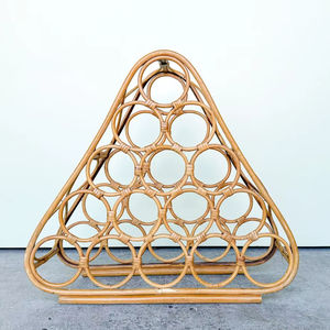 Compact Rattan Wine <b>Rack</b> For Space Saving Bottle <b>Storage</b> And Decorative Display In Dining Room Or <b>Kitchen</b> - Product Image 1