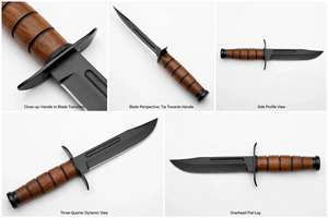 Cuchillo de Camping Hecho a Mano Personalizado, Acero con Recubrimiento Negro, Punta Caída, Mango de Madera Ranurado, Doble Protección, DIY OEM para Exteriores - Product Image 4