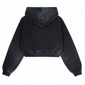 New Arrivals Custom Logo Women's Hooded Sweatshirt Solid Color Full Sleeve Knitted Breathable Short Length Autumn/Wear - Product Image 2