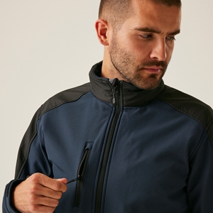 Veste Softshell Homme Col Montant Coupe-Vent Décontractée Extérieur Légère Résistante à l'Eau avec Poches Utilitaires et Fermeture Éclair Intégrale – Vente en Gros - Product Image 3