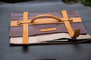 Bolsa Enrollable para Cuchillos de Chef, Portátil, Clásica, de Cuero Genuino, Bolsa de Almacenamiento Multiherramienta Profesional LKR-0226 - Product Image 4