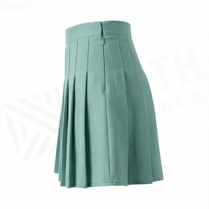 Minifalda Plisada para Mujer, Color Sólido, Cintura Regular, Tejido de Tela, Estilo para Todas las Temporadas - Product Image 3
