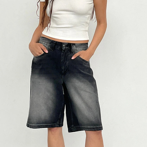 Women's High Waist Summer Jeans Shorts Casual <b>Elastic</b> Trousers with Adjustable Waistband Button Decoration Hot Shorts for Women - Product Image 5