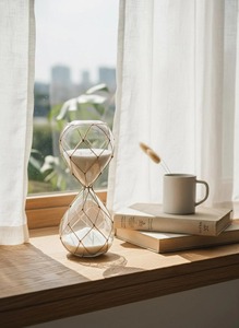 Rope Design Glass Sand Timer <b>Rustic</b> Hourglass Decor For Office <b>Desk</b> Home And Study Table Display Handcrafted From India - Product Image 2