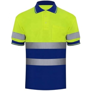 Polo de travail personnalisé à manches courtes en polyester thermique haute visibilité, classe 2, impression de logo de marque d'entreprise sur mesure - Product Image 6