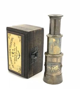 Telescopio marino victoriano de latón hecho a mano con caja de regalo de madera, mirasón náutico antiguo, decoración coleccionable - Product Image 1