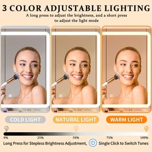 White Makeup <b>Vanity</b> Desk with Mirror Lights 3 Lighting Modes and Power Outlet <b>Dressing</b> <b>Table</b> Set C - Product Image 2