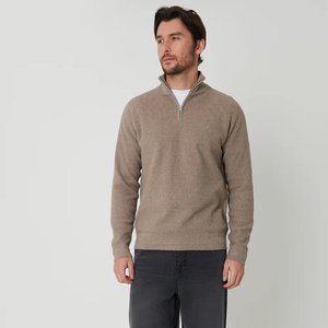Manufacturer Solid Color Men's Knitted Pullover Quarter Zip Knitwear Wholesale Thick <b>Cable</b> Knit 12GG Rib Business Sweater - Product Image 4