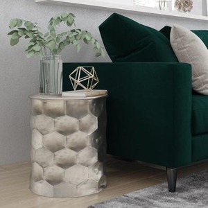 Table basse en métal de style industriel moderne Pure Geometry avec un design hexagonal texturé pour le mobilier de salon - Product Image 3