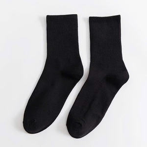 White Crew <b>Socks</b> Spandex/<b>Polyester</b> Breathable Ribbed Cuff Solid Color Daily Wear Casual for Adults Summer Anti-Bacterial Running - Product Image 2