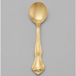 Elegant Gold Plated Metal Spoon With <b>Ornate</b> Handle High <b>Mirror</b> Polish Flatware Piece For Kitchen Use And Home Use - Product Image 1
