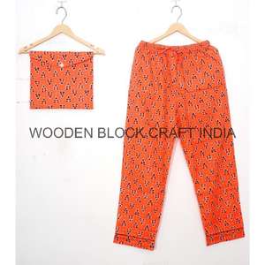 ชุดนอนพิมพ์ลายบล็อกคุณภาพสูงสำหรับผู้หญิง ชุดนอนอินเดีย ชุดเพื่อนเจ้าสาว ชุดนอนผ้าฝ้ายสำหรับงานปาร์ตี้ ขายส่ง - Product Image 2