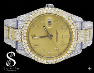 Reloj de Cuarzo Dorado Automático para Hombre, de Acero Inoxidable, con Moissanita de Calidad VVS1, Esfera de Cristal Estilo Hip Hop, Joyería de Moda - Product Image 1