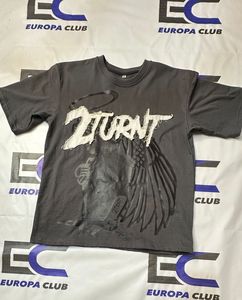 T-shirt en denim 100% coton, effet usé, avec appliqué, logo personnalisé, coupe ample, streetwear, respirant - Product Image 1