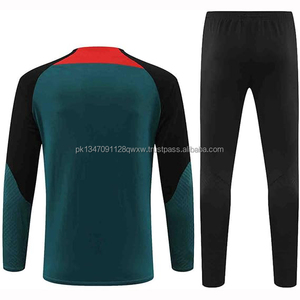 Wholesale Custom Name Sport Tracksuit Autumn Winter Football Jacket Soccer Jersey Set 100% Polyester Breathable V-neck Full - Product Image 6