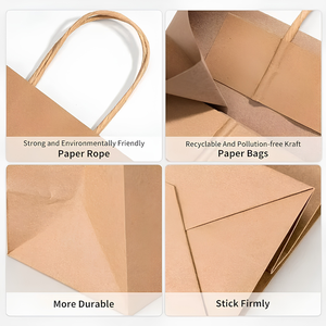 Kraft <b>Gift</b> Paper <b>Bags</b> with Handles for Wedding <b>Party</b> Events Custom Logo Wholesale - Product Image 4