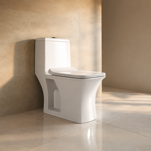 Inodoro Minimalista de Una Pieza Alargado con Doble Descarga, Botón de Pared, Montaje en Suelo, Porcelana, Sifón en S, Fácil Limpieza, Accesorio de Baño - Product Image 4