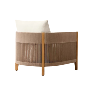 Sillón de Exterior Contemporáneo de Teca Sólida con Panel de Mimbre, Asiento Cómodo, Diseño Duradero, Muebles de Lujo para Resort - Product Image 3