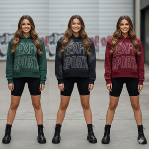 Nouveaux sweats à capuche unisexes surdimensionnés en gros, en matière de qualité, avec strass sur toute la surface, logo brodé effet vieilli, couleur unie, à fermeture éclair - Product Image 2
