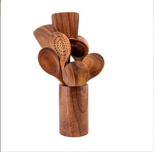 Ensemble d'ustensiles de cuisine antiadhésifs en teck de luxe, design moderne haut de gamme - Product Image 2