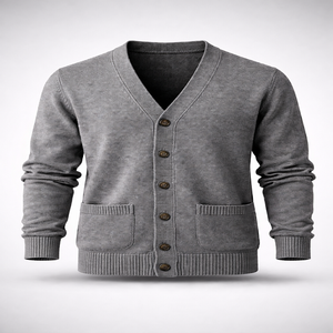 Suéter Escolar Personalizado OEM para Niños, Cárdigan con Cuello en V, Manga Larga, Botones, Bolsillos, Talla Grande, para Primavera - Product Image 2