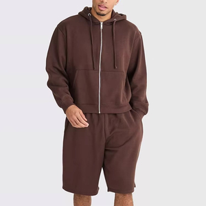 Conjunto de Sudadera con Capucha para Hombre, Color Sólido, Felpa Francesa, Ropa Casual de Verano, Marrón - Product Image 4