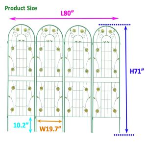 4 Pack Metal Garden <b>Trellis</b> 71\" X 19.7\" Rustproof Outdoor <b>Flower</b> Support Green for Climbing Plants Fence & Gate - Product Image 4