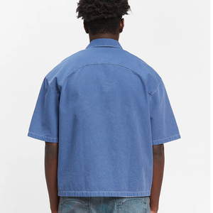 Chemise zippée à manches courtes pour homme, style streetwear, coupe oversize, décontractée, légère, respirante, séchage rapide, toile unie, logo personnalisé OEM - Product Image 6