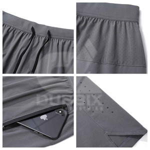 Shorts de course pour hommes en toile respirante avec poches, séchage rapide, polyester, pour la gym et l'entraînement, logo personnalisé position avant, OEM - Product Image 3
