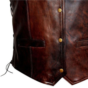 Chaleco de Cuero Marrón Claro con Cuello en V, Prenda Exterior Informal Transpirable para Invierno, Servicio OEM Disponible - Product Image 4