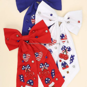 Satin perlé Cheer cheveux arc pour filles mégaphone mousse doigt strass esprit accessoire pour équipes scolaires enfants fête de mariage - Product Image 6