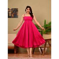 Vestido de Verano Moderno para Mujer, de Algodón Fucsia, con Tirantes Finos, Cintura Natural Fruncida, Escote Corazón, Espalda Descubierta, Estilo Imperio, Formal hasta la Rodilla