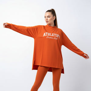 Túnica Deportiva Modesta para Mujer de Marca Privada, Top Holgado de Manga Larga con Espalda Alta y Baja, Camiseta Atlética Compatible con Hiyab Musulmán, Ropa de Gimnasio - Product Image 1