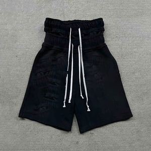 Custom Cotton Baggy Oversized High Quality Streetwear Double Waist Striped Summer Jogging <b>Shorts</b> For Men Wholesale - Product Image 4