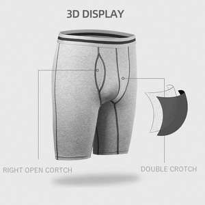 Open Cut Men's <b>Boxer</b> Shorts with Bamboo Fiber Knitted Sports Mid-Rise Anti-Bacterial and Waist Logo - Product Image 4