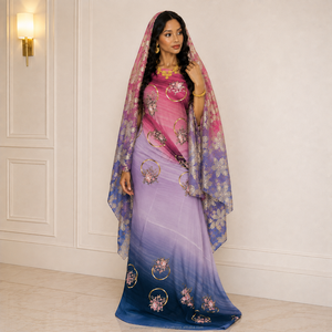 Tissu floral imprimé numérique 100 % polyester de luxe violet et blanc, style Dirac suisse, élégant pour mariage et fêtes, textile africain - Product Image 5