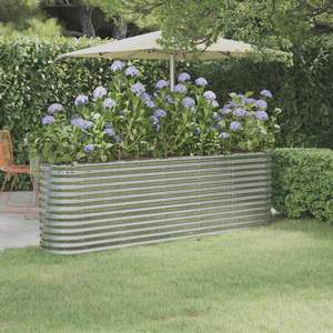 Macetas y jardineras elevadas de acero plateado con recubrimiento en polvo, grandes y duraderas - Product Image 1