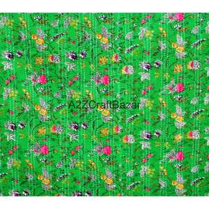 Edredón Reversible Kantha Vintage de Algodón Orgánico Bordado a Mano, Ecológico, para Todas las Estaciones, para Uso en el Hogar y Hoteles, Rajasthan - Product Image 2